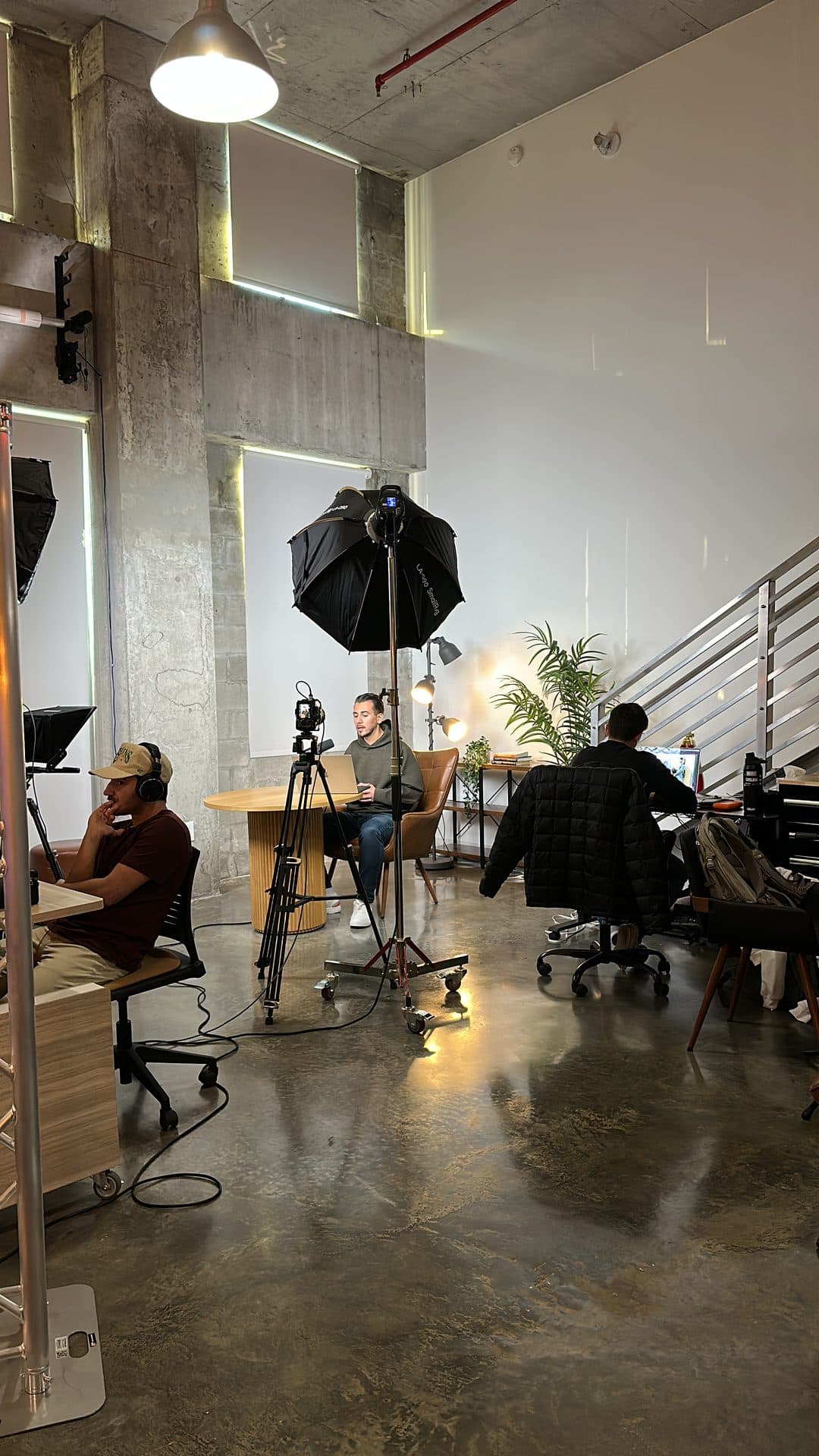 A client video shoot in progress in the studio
