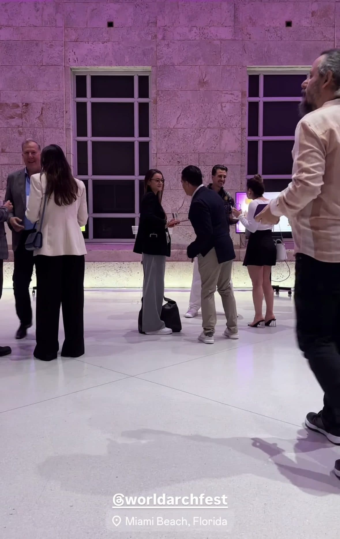 A networking reception at an architecture festival in Miami Beach